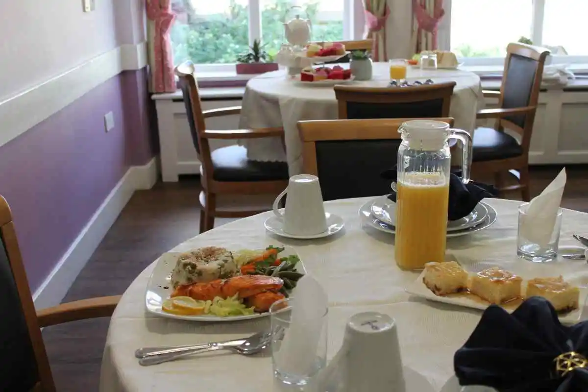 A beautifully presented afternoon tea table at Abbey Care Complex